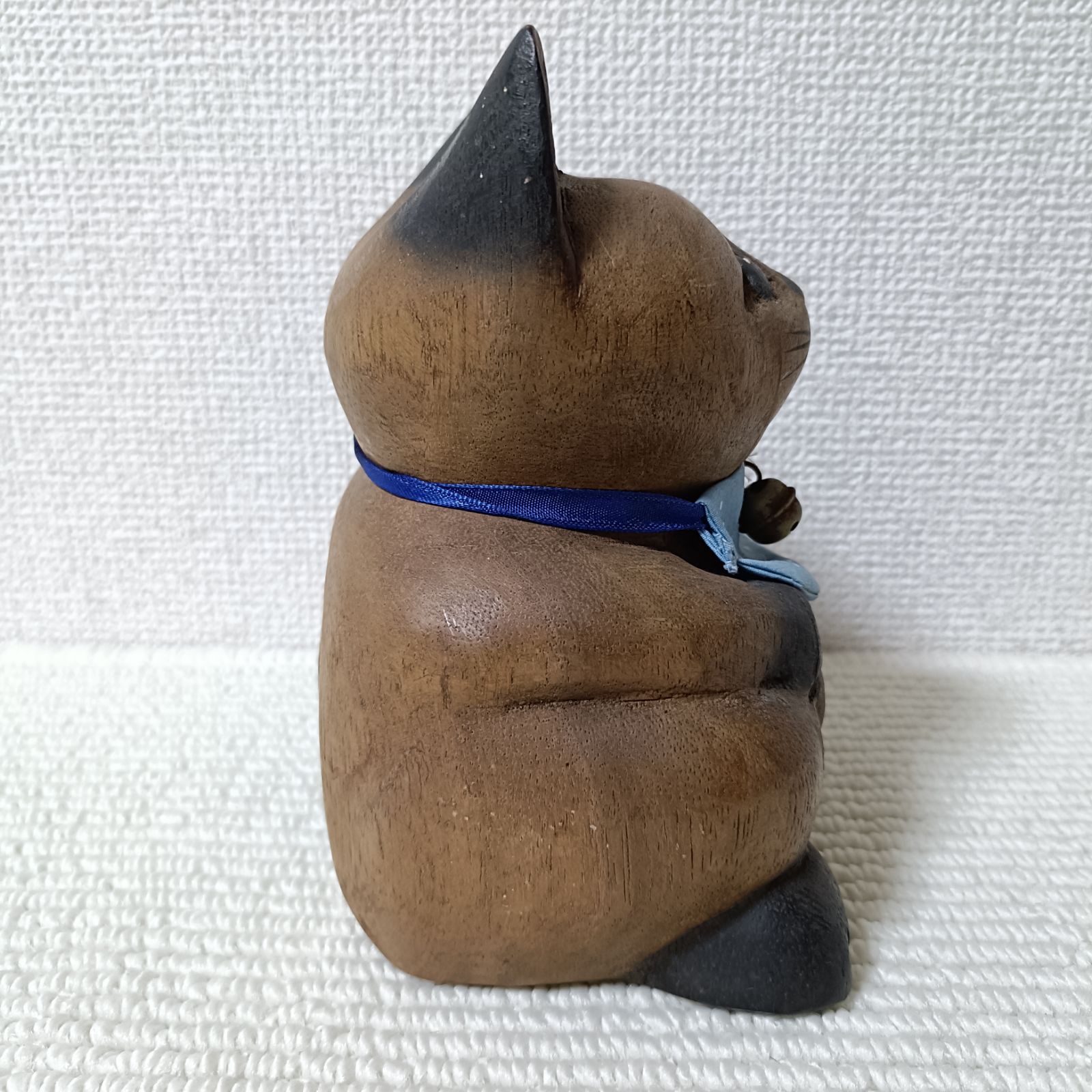 木彫り 招き猫 木製 ねこ ネコ 縁起物 置物 商売繁盛 開運 一刀彫