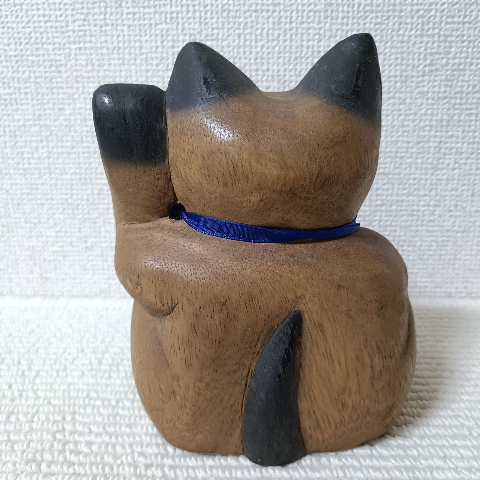 木彫り 招き猫 木製 ねこ ネコ 縁起物 置物 商売繁盛 開運 一刀彫