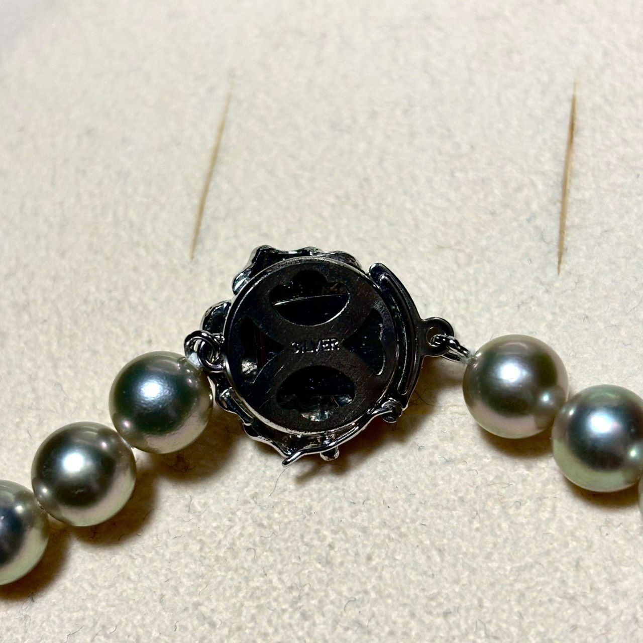 テリ強】あこや真珠 ブルーグレーパール ネックレス 約7.5mm-8mm