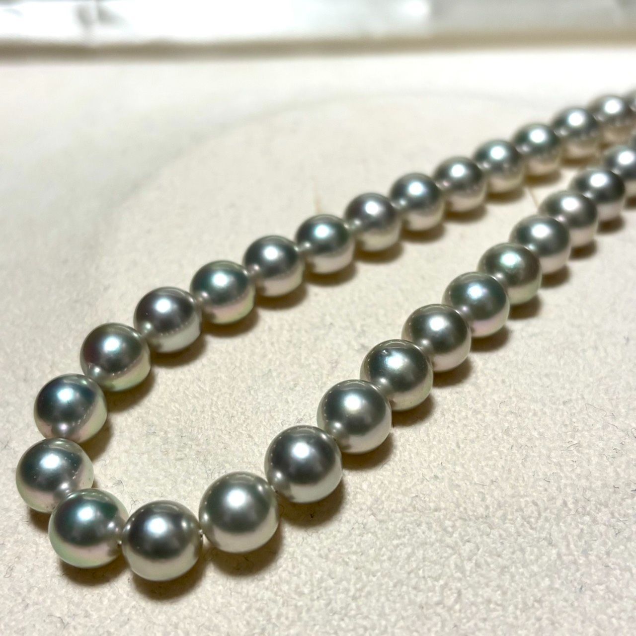 テリ強】あこや真珠 ブルーグレーパール ネックレス 約7.5mm-8mm
