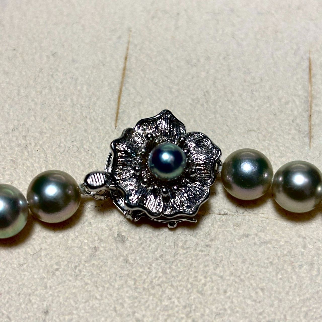 テリ強】あこや真珠 ブルーグレーパール ネックレス 約7.5mm-8mm