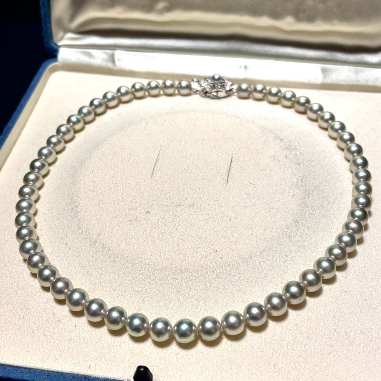 テリ強】あこや真珠 ブルーグレーパール ネックレス 約7.5mm-8mm