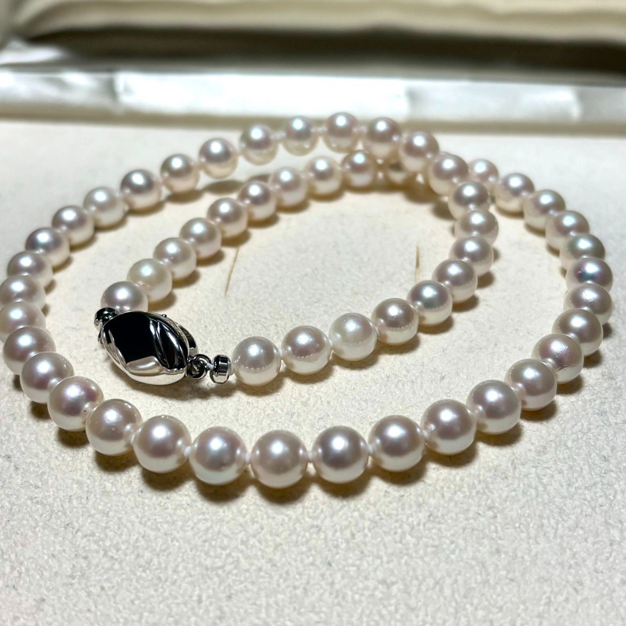 テリ強】あこや真珠 パール ネックレス 約7mm-7.5mm シルバー金具 