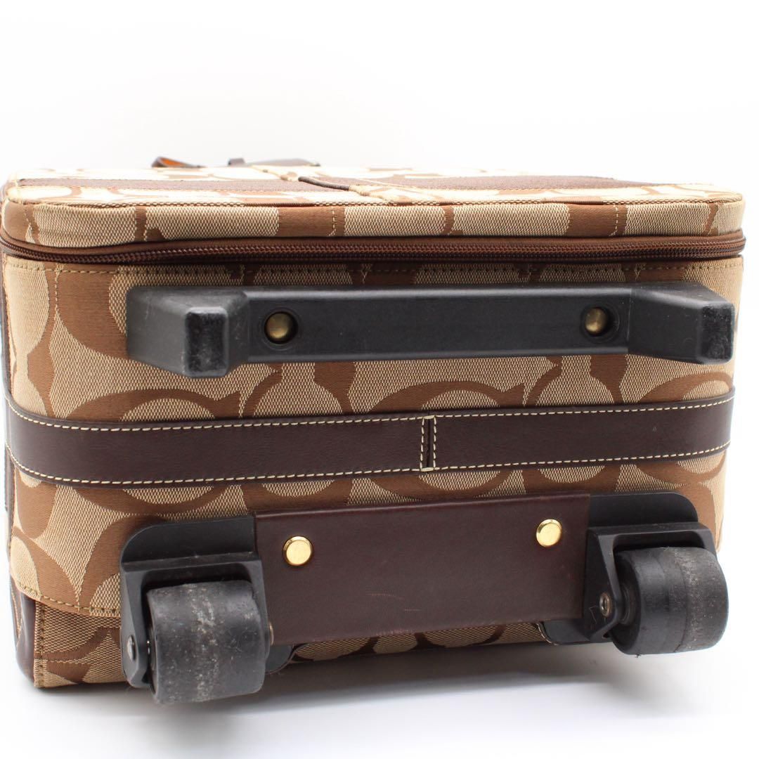 【美品】COACH 77022 シグネチャー キャリーケース トラベルケース 茶 美品】COACH 77022 シグネチャー キャリーケース トラベルケース 茶