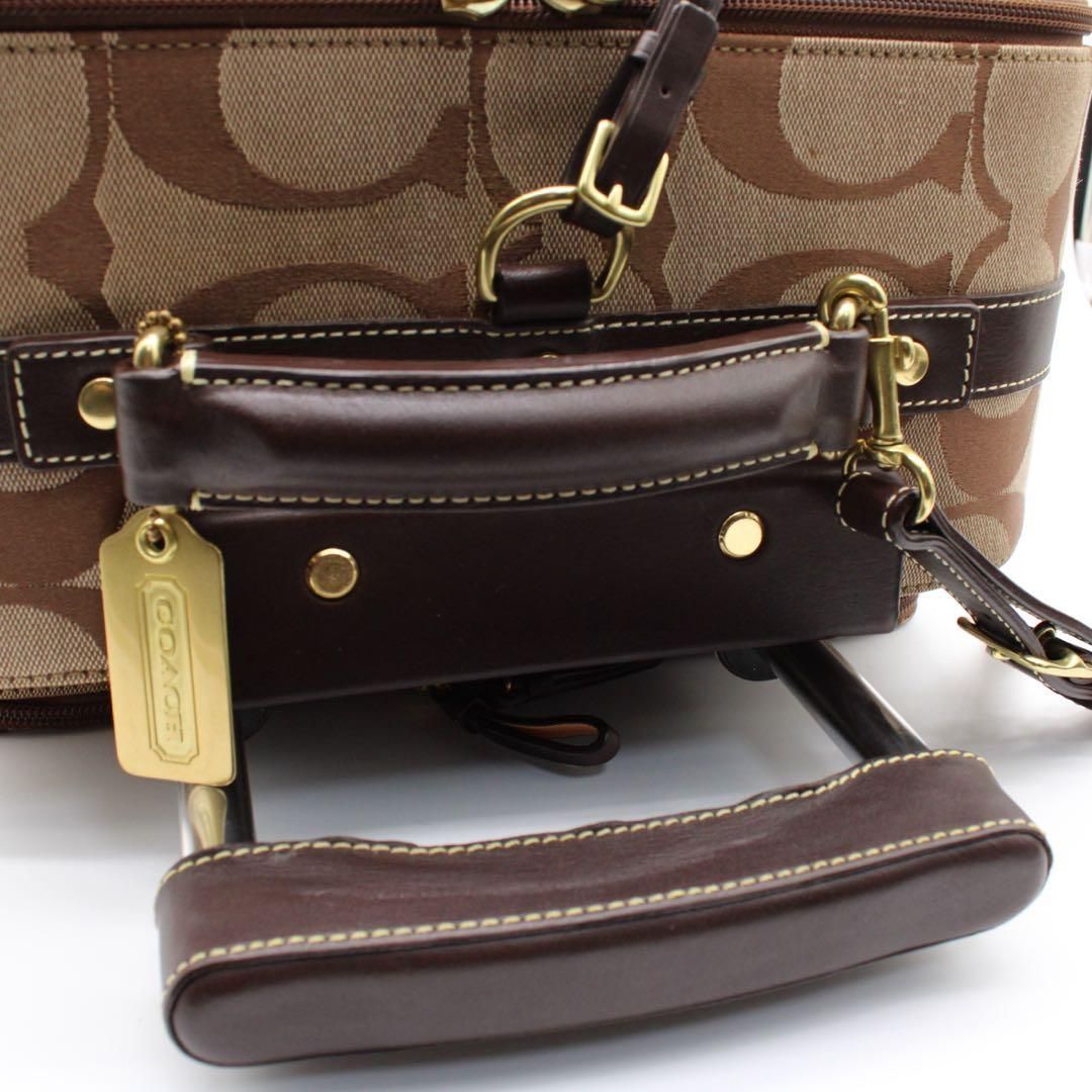 【美品】COACH 77022 シグネチャー キャリーケース トラベルケース 茶 美品】COACH 77022 シグネチャー キャリーケース トラベルケース 茶