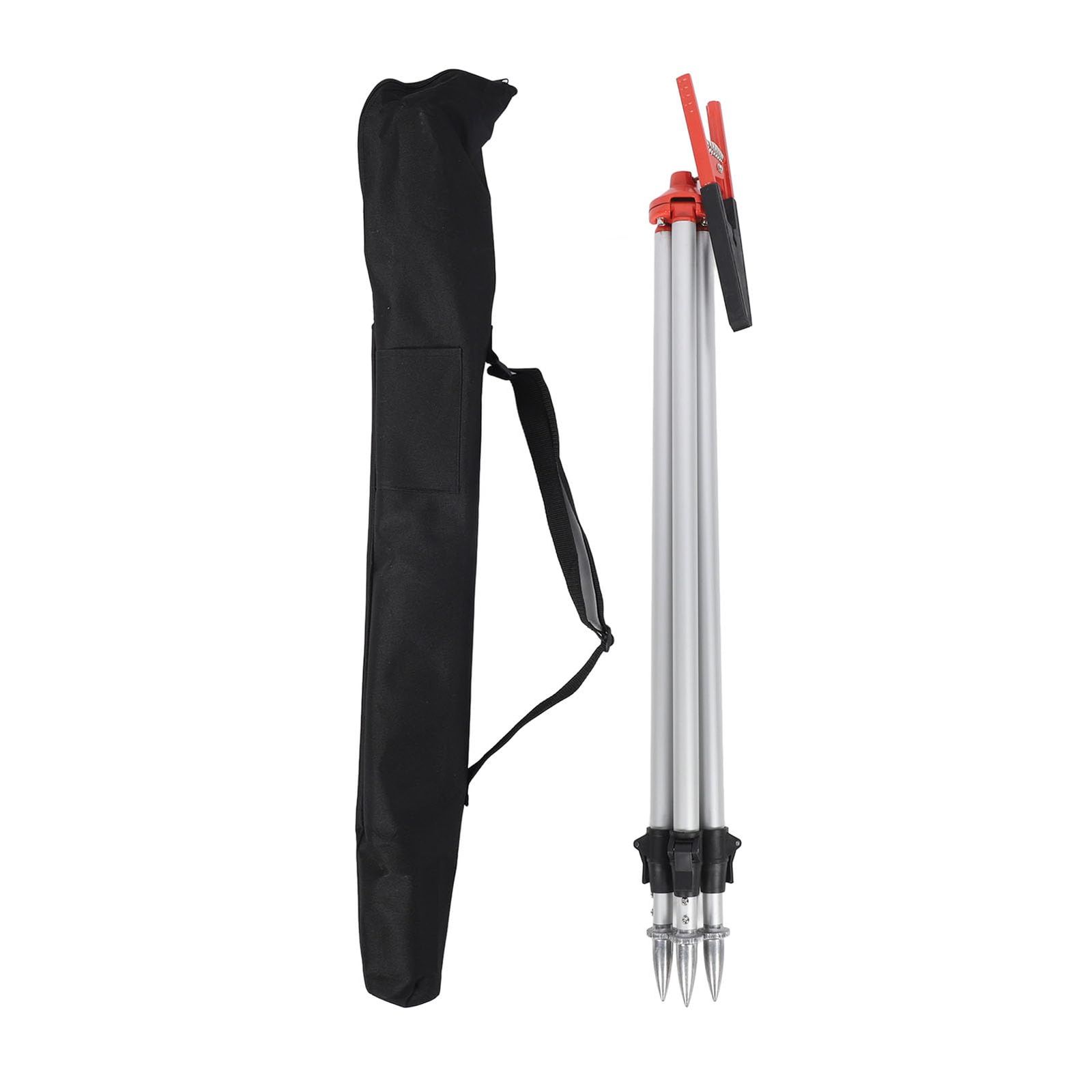 格納式トータルステーション三脚 調整 アルミ合金製 測量用ポールスタンド 建設現場 土木工事 トンネル 橋梁 隧道作業 プリズムポールサポート