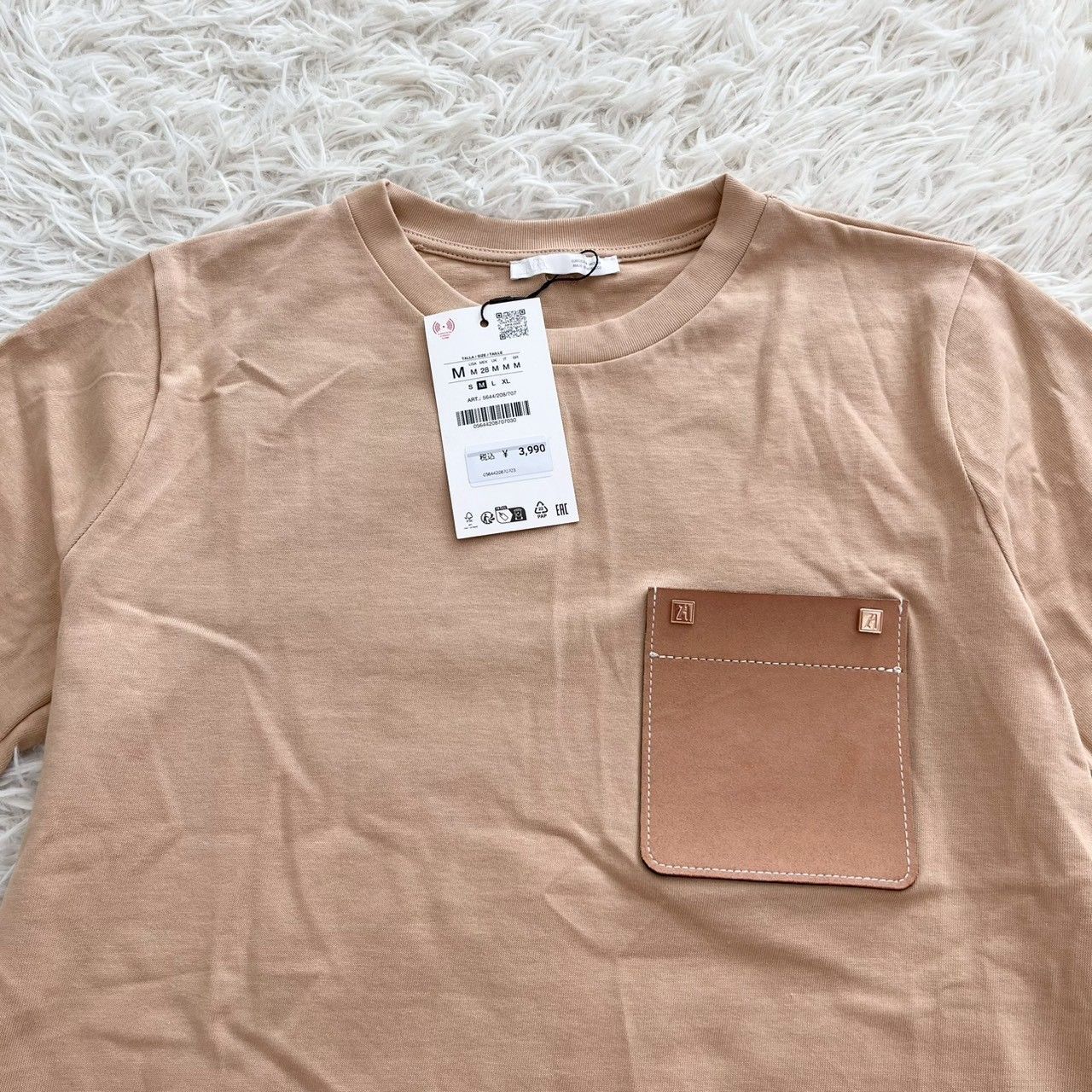 新品未使用『ZARA』ザラ コントラストポケット付きTシャツ 半袖 クルー 
