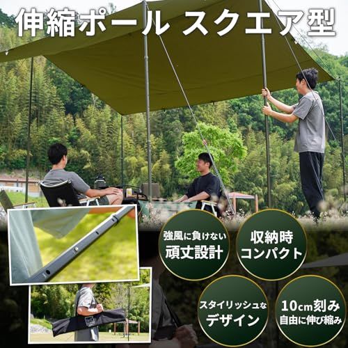 迅速に発送 伸縮ポール キャンプ タープポール テントポール アルミ製 2本セット