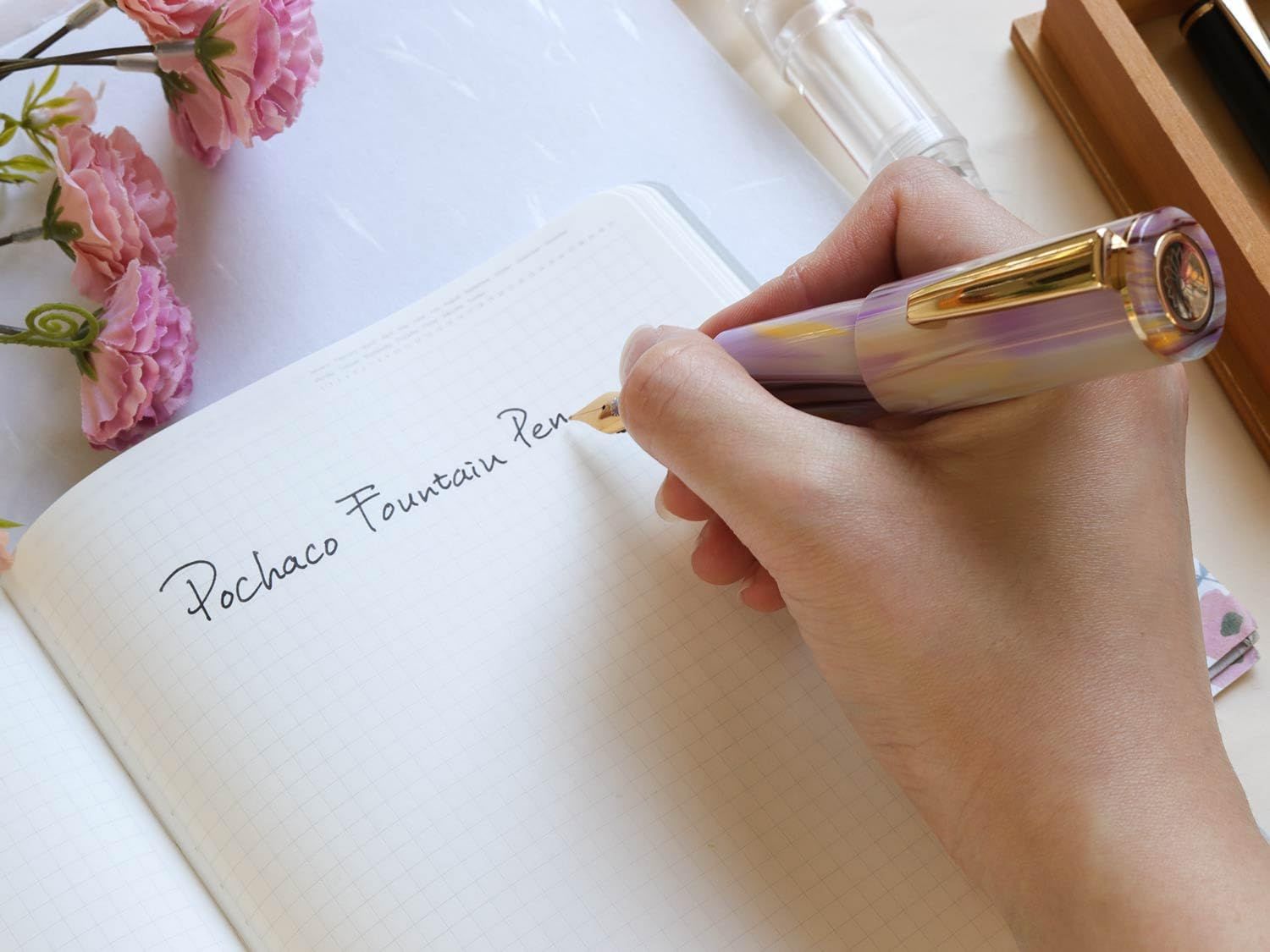 万年筆 WANCHER 1 one wan PoChaCo ミルキーマーブル Mini Fountain Pen アイドロッパー式 M 中字