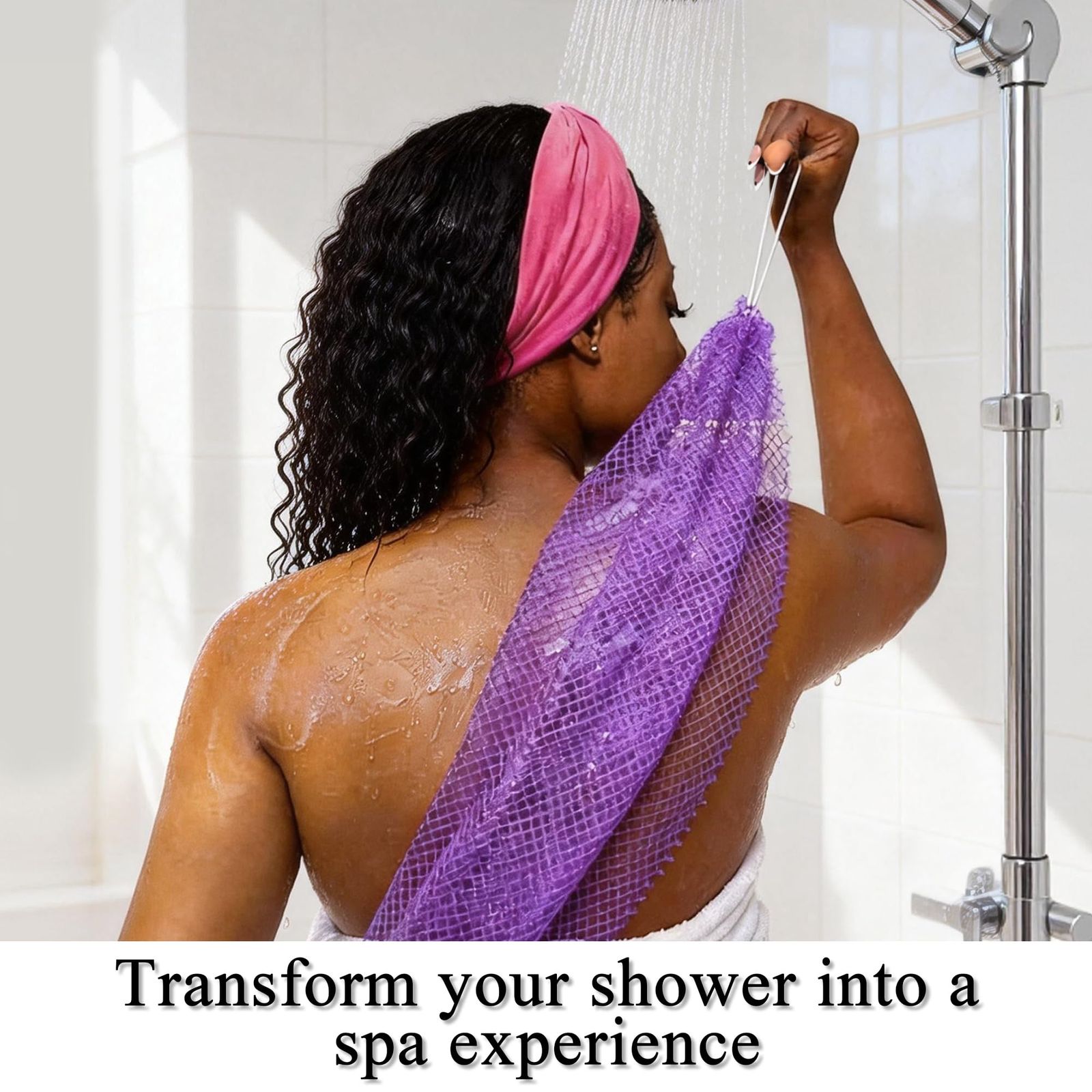 SubSahara のアフリカンネットスポンジ 2ピース 角質除去スクラバー すべての肌タイプ用 顔と体用バススポンジ 旅行用 ポータブル 耐久性 優しい角質除去 ラベンダーパープル ブライトイエロー