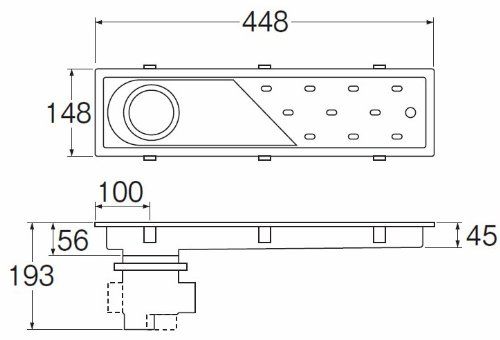 SANEI 浴室排水ユニット 150 mmタイル用 縦 横排水兼用 呼び50 VUパイプ用 H 903 450