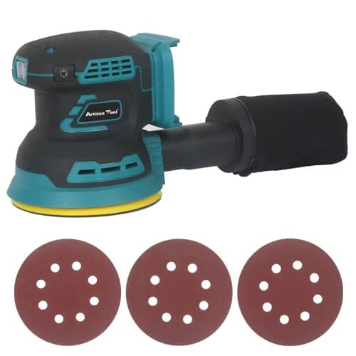 迅速に発送 アルチザンツール コードレスランダムサンダー 丸型サンダー AT ES 01 B 電動 ランダムオービットサンダー 電動サンダー ブラシレスモーター 3段階調速 回転数7000 11 000 min 1 自動集塵 オービタルサンダー マジックテープ式