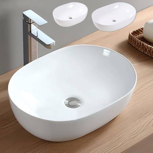 迅速に発送 Bonarca 洗面ボウル 洗面器 置き型 選べる おしゃれ 手洗い器 陶器 小型 コンパクト 洗面台 水栓 白 ホワイト 円形 楕円形 丸型 水回り DIY 内装 洗面 鉢 ボウル ボール 器 シンプル M 48 cm L 60