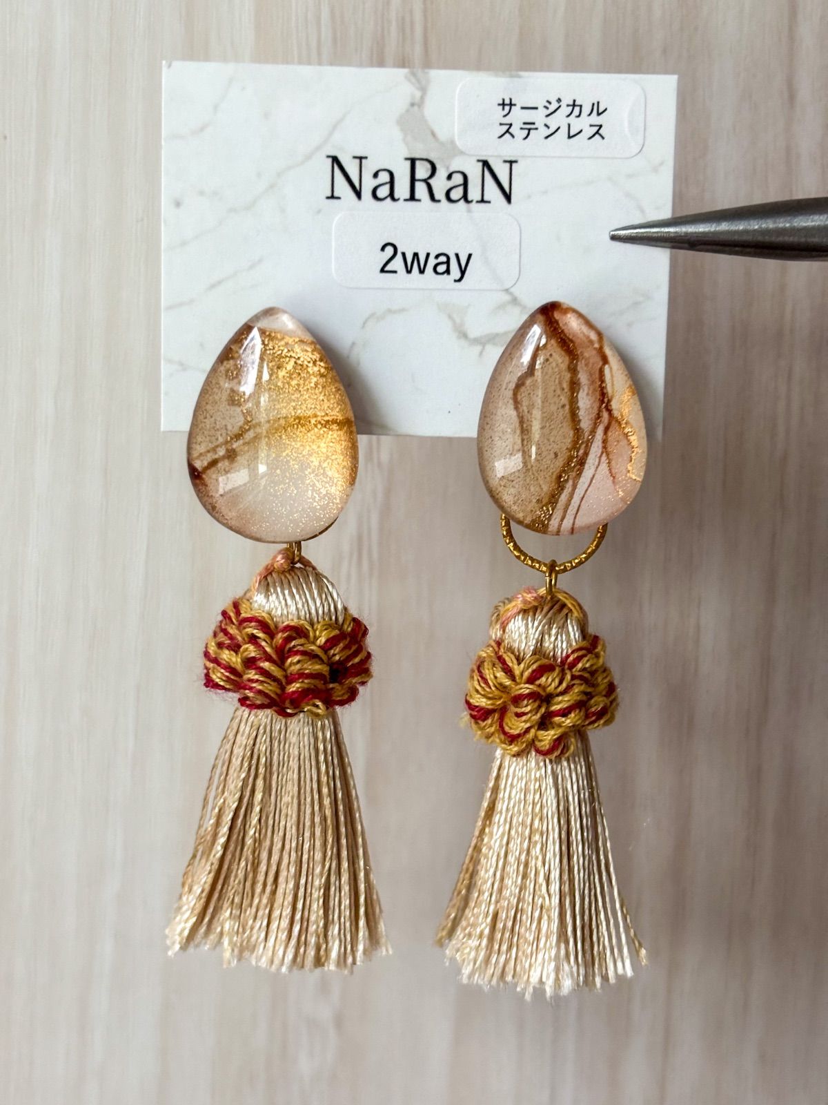 417≫アルコールインクアート【nara】2wayタッセルピアス - メルカリ