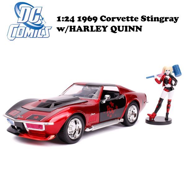 1 24 DC COMICS 1969 CORVETTE STINGRAY w HARLEY QUINN ミニカー