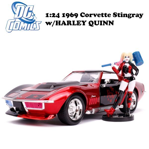 1 24 DC COMICS 1969 CORVETTE STINGRAY w HARLEY QUINN ミニカー