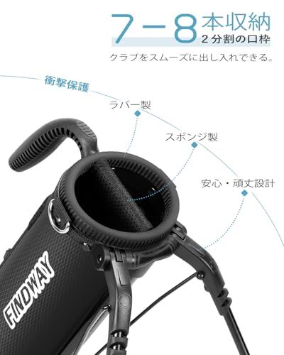 Findway ゴルフ スタンドバッグ ゴルフバッグ セルフスタンド ゴルフクラブケース 7 8本収納 軽量 約990 g ショルダーベルト キャディバッグ メンズ レディース 初心者からベテラン用 練習場 ショートコース用 8693 cca 9