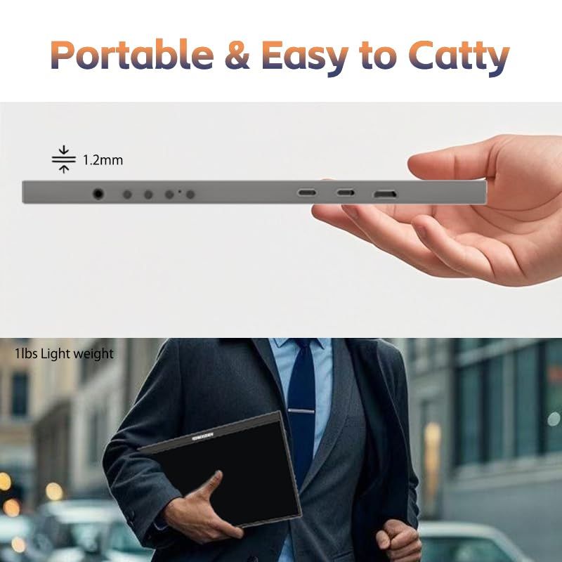 PAZOEN モバイルディスプレイ11 6インチ 1366 x 768 p HD 16 9画像比 非光沢パネル 薄型 軽量 サブモニター 小型モニター 隠しブラケット 内蔵スピーカー VESA対応 USB Type C Mini HDM 3 bdc 6 af 0