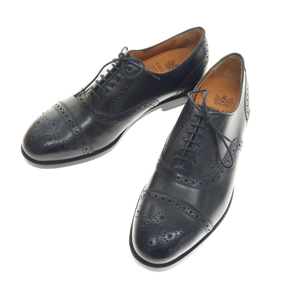 【中古】【未使用】コールハーン COLE HAAN セミブローグ ドレスシューズ ブラック【サイズ7 1/2】【メンズ】