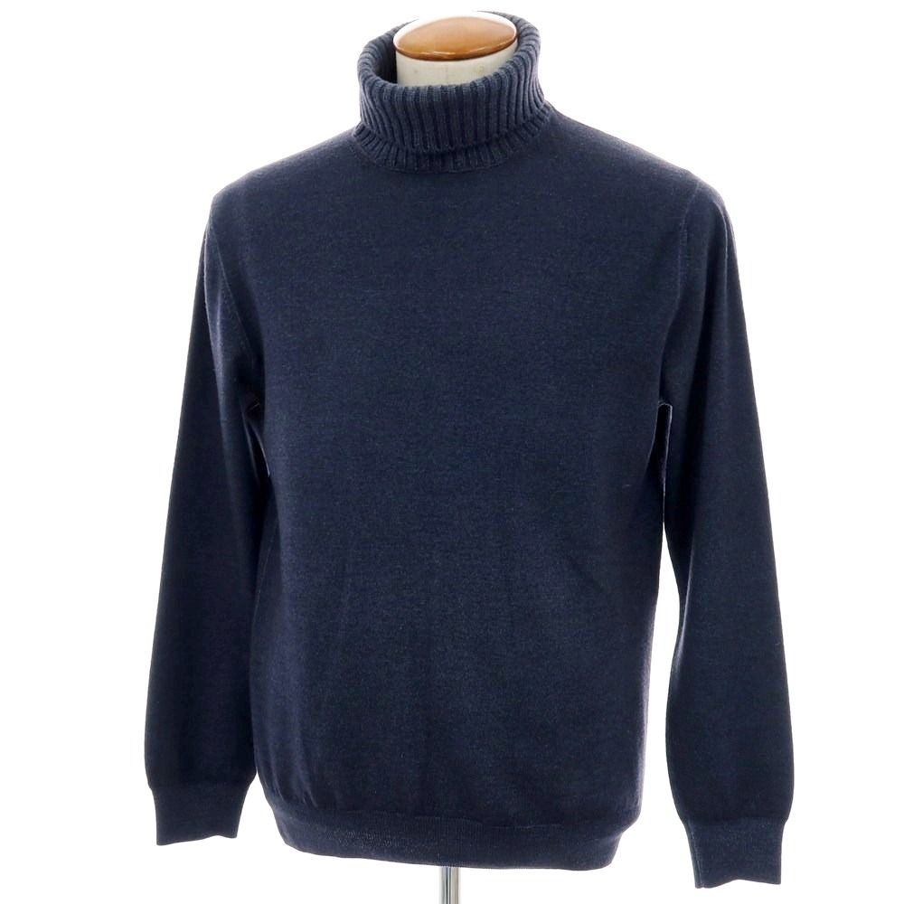 中古】クルチアーニ CRUCIANI ウール タートルネックニット ネイビー
