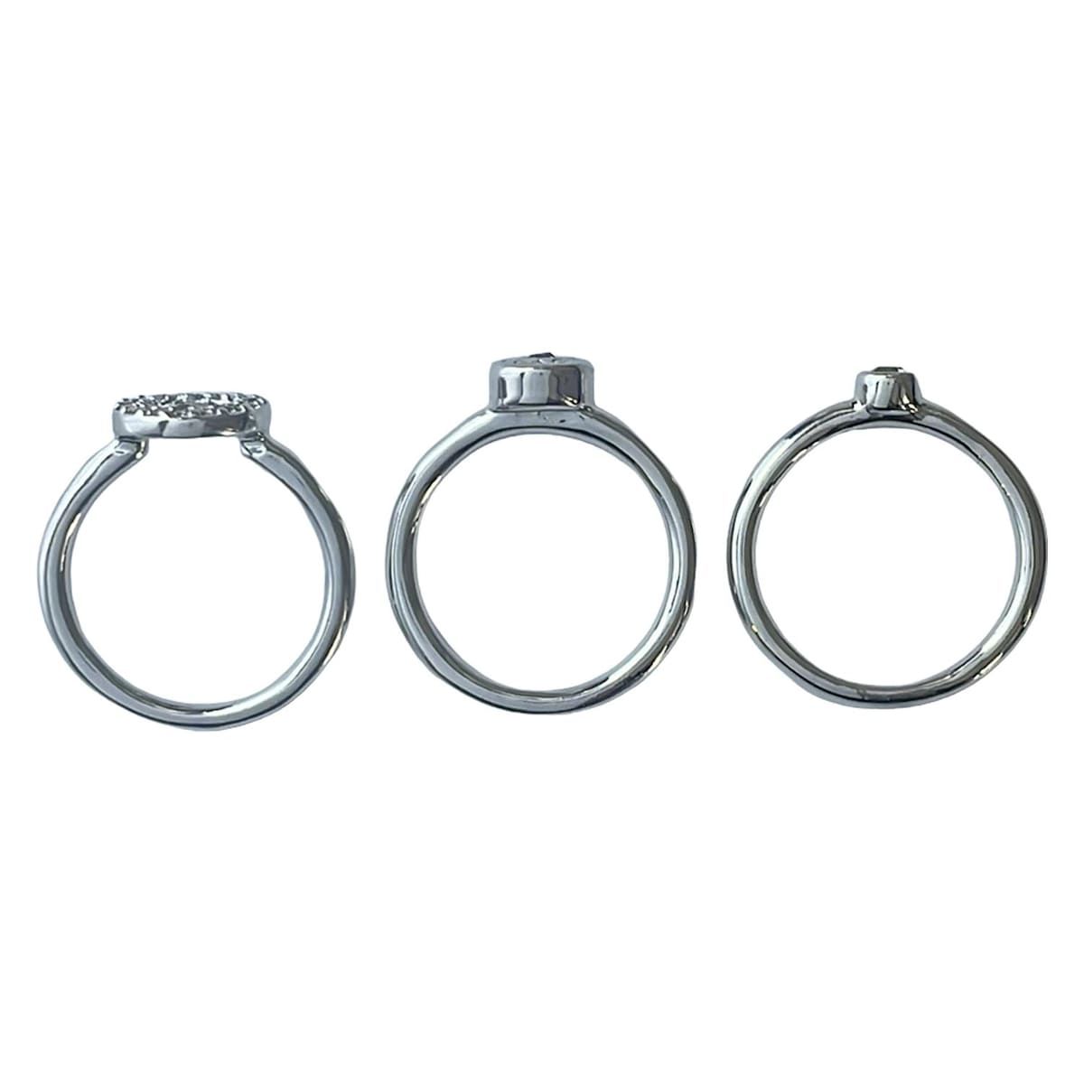 COACH(コーチ) 3連リング美品 F67074 シルバー ラインストーン - メルカリ