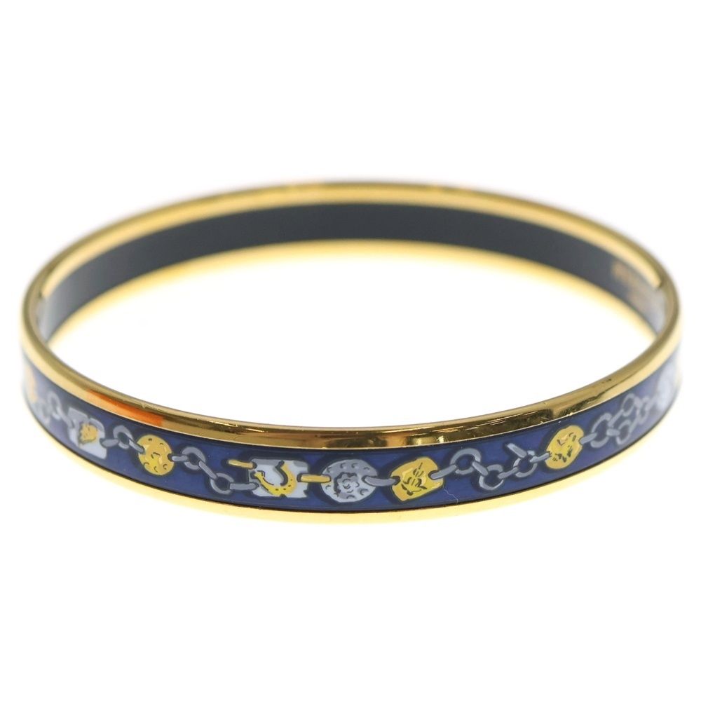 HERMES (エルメス) エマイユ バングル ブレスレット ブルー×シルバー