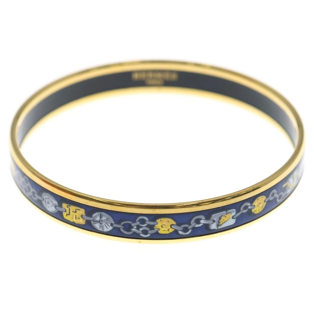 HERMES (エルメス) エマイユ バングル ブレスレット ブルー×シルバー