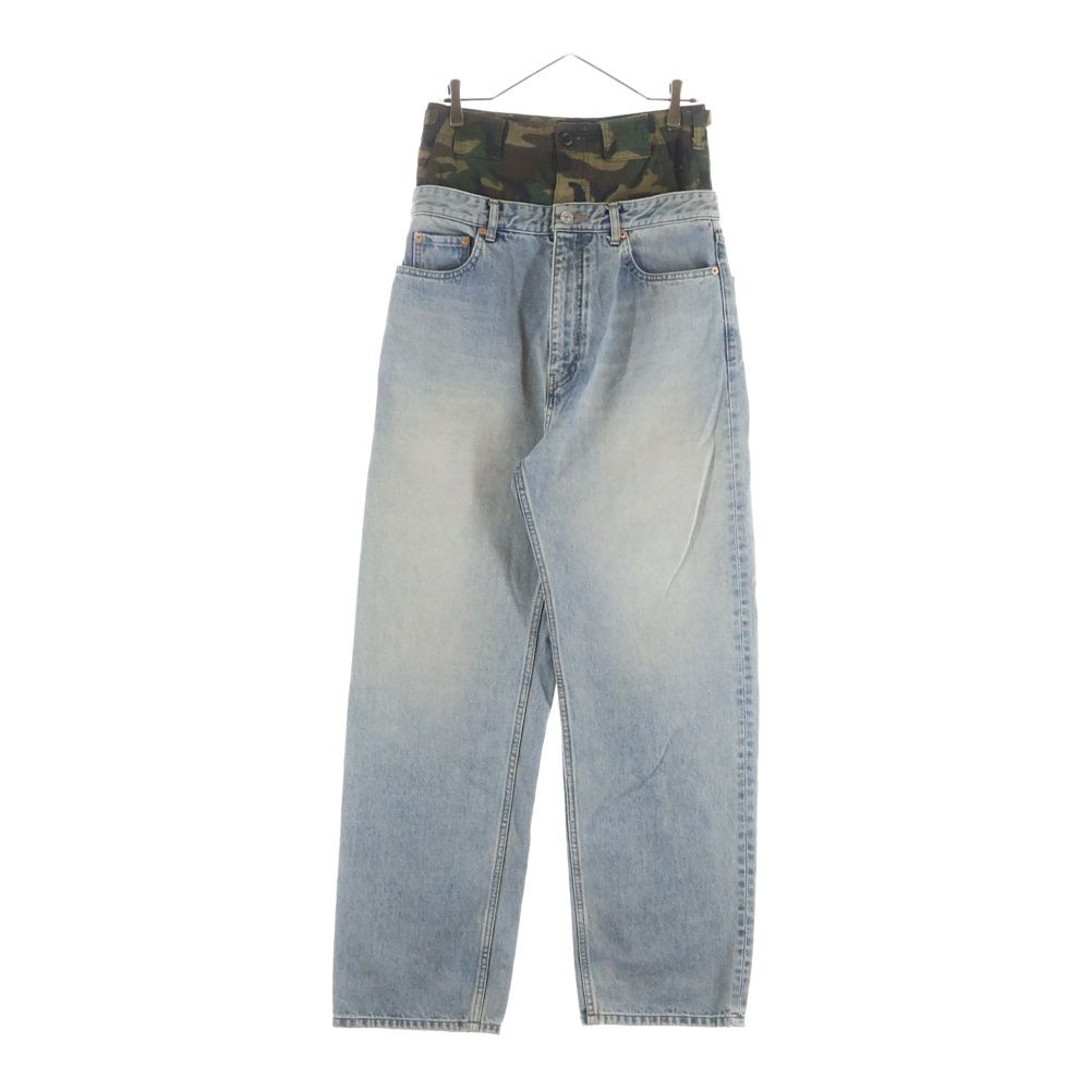 BALENCIAGA (バレンシアガ) 21AW Layered レイヤードワイドデニムパンツ 迷彩 インディゴ 661609