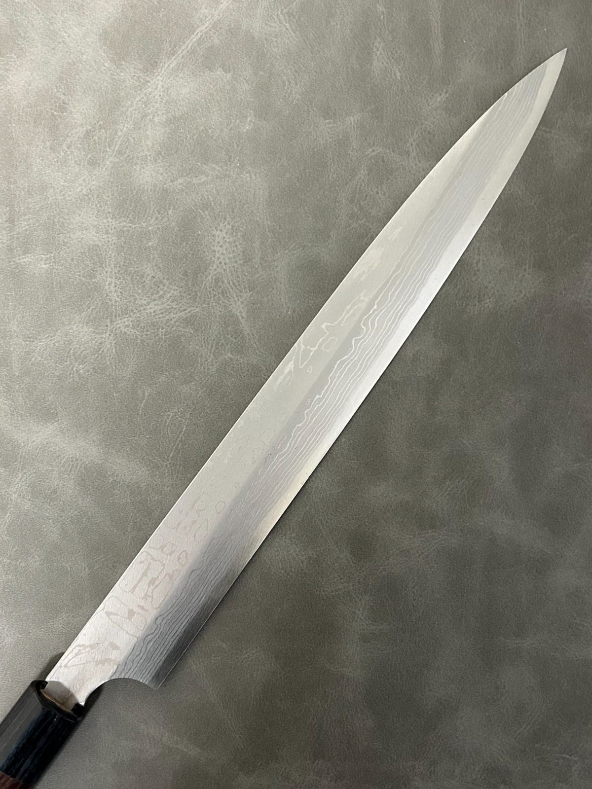 訳あり 柳刃包丁 包丁 300 mm 安来鋼白紙２号 ダマスカス 紫檀シノギ柄 66