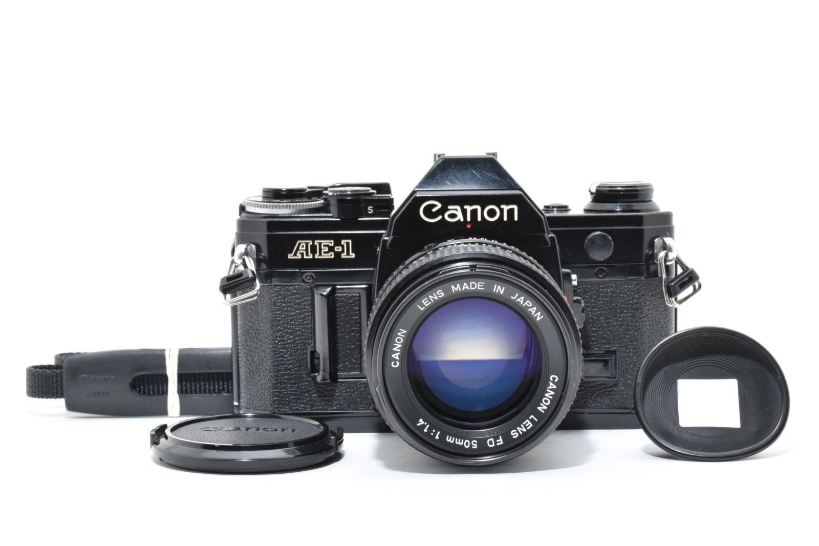 5996 【良品】 Canon Ae-1 Black Slr Film Camera New Fd 50mm F1.4