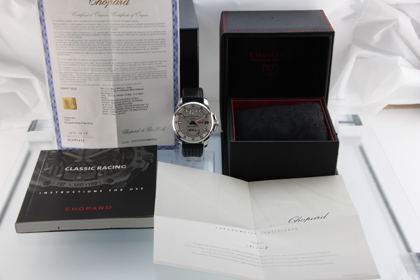 ショパール ミッレ ミリア GT XL 8997 自動巻き アイボリー文字盤 43mm SS ラバーベルト 稼働品 ポリッシュ済 箱 保付 T00148