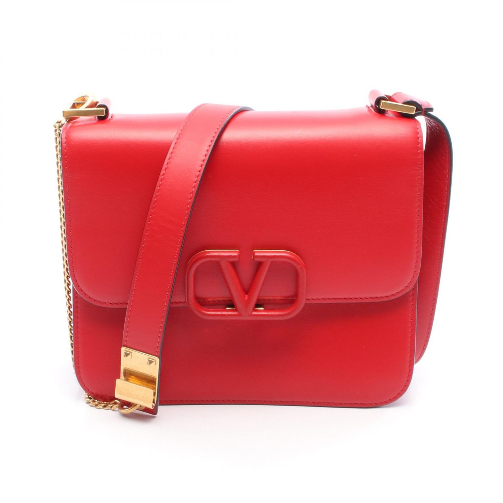 ヴァレンチノ Valentino Vスリング ショルダーバッグ バッグ レザー レディース レッド系 【中古】 ヴァレンチノ Valentino ショルダーバッグ Vスリング レッド レザー