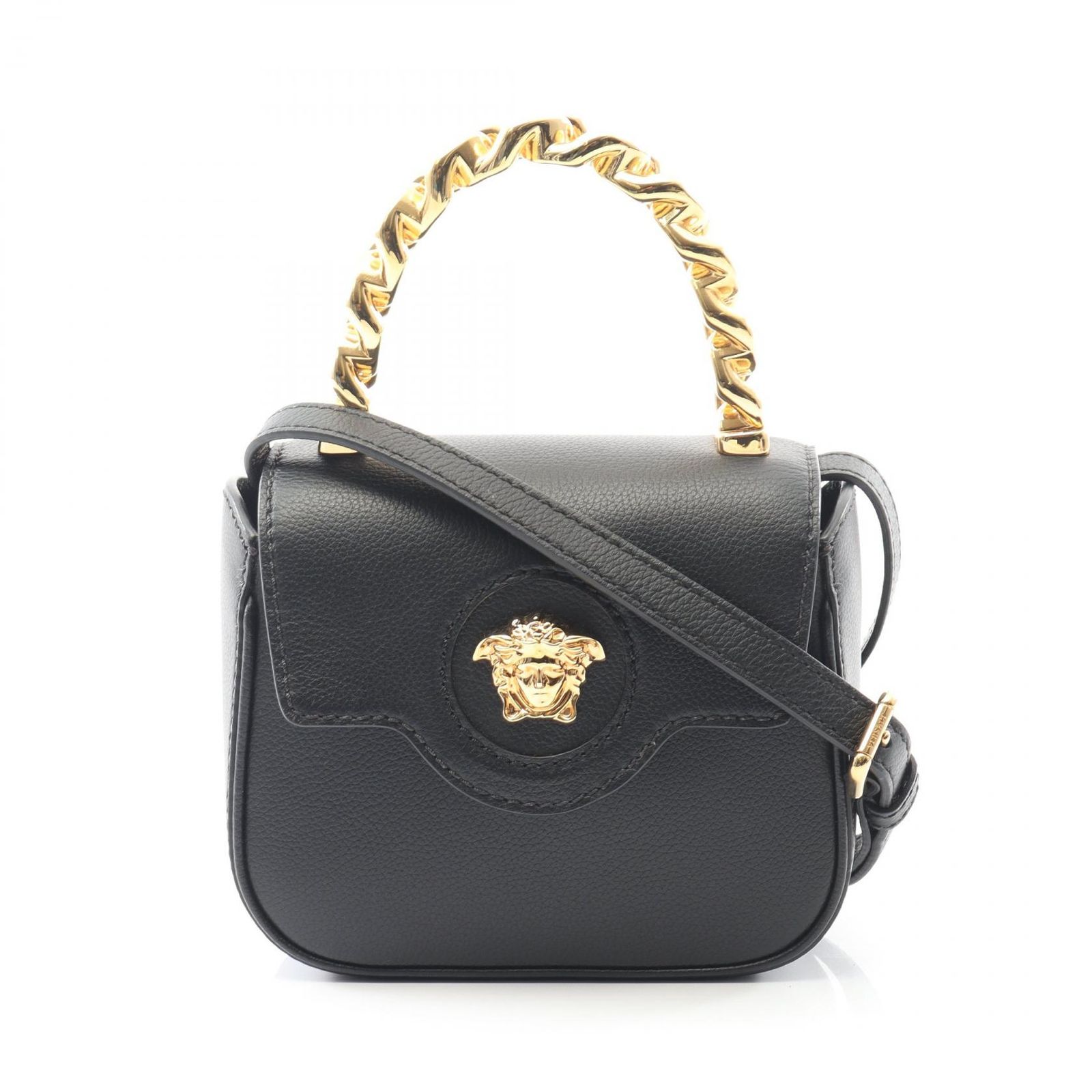 ヴェルサーチ VERSACE ハンドバッグ ラ メデューサ ブラック レザー ラ 