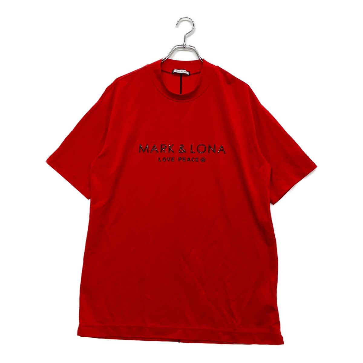  メンズ マークアンドロナ MARKu0026LONA 半袖シャツ 50(LL) 赤 レッド モックネック ロゴ入り