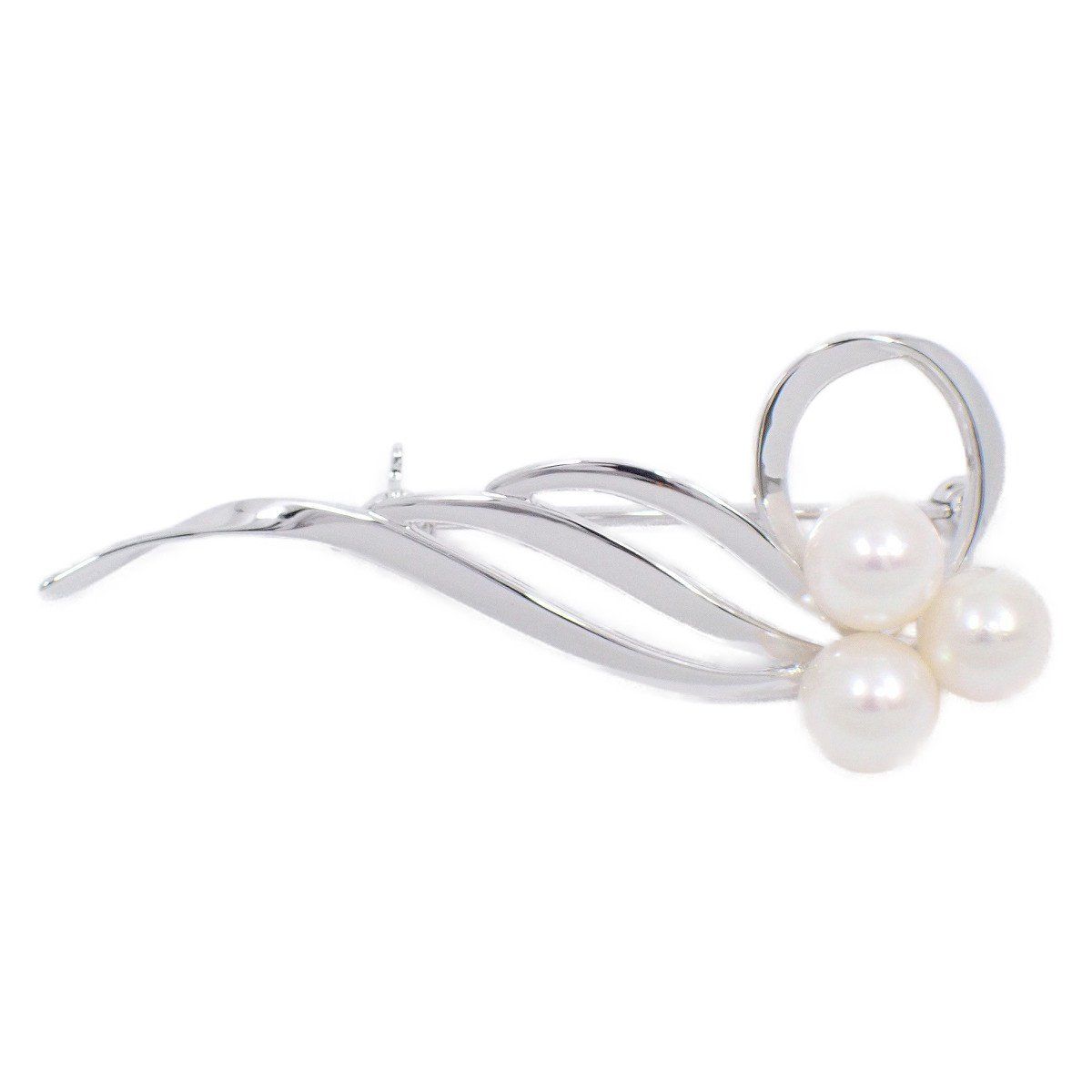 MIKIMOTO ミキモト リーフモチーフ ブローチ シルバー/パール3粒【い