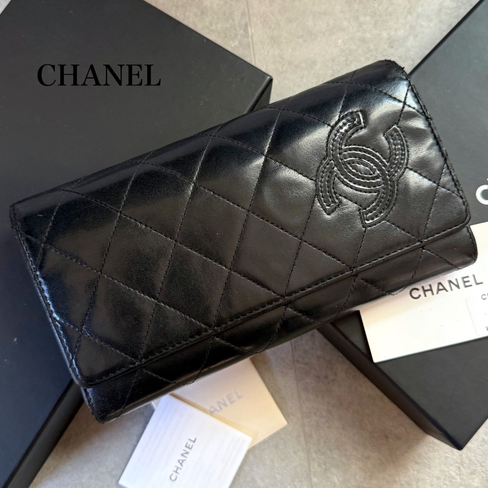 極美品】CHANEL タイムレスクラシック長財布マトラッセラムレザー黒