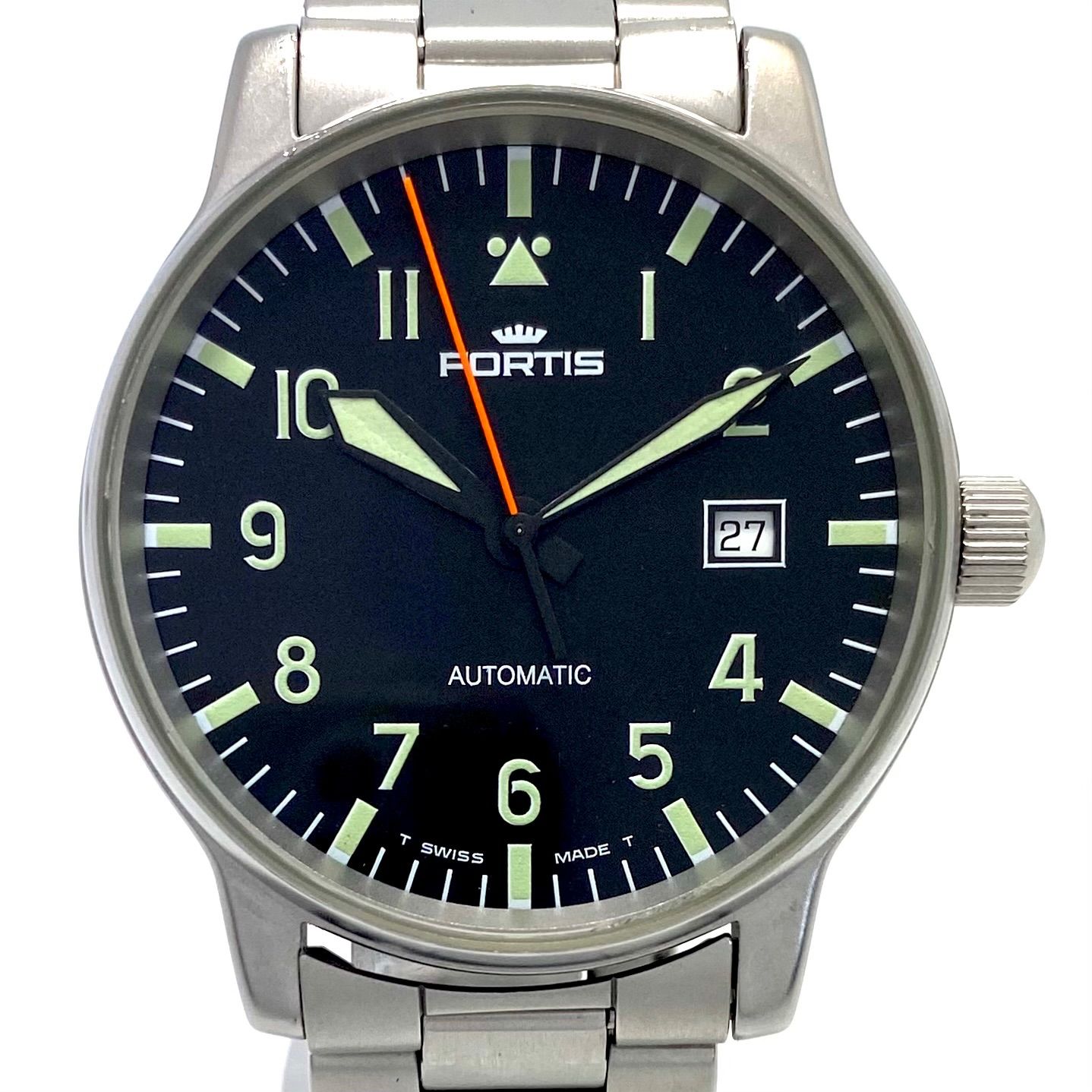 腕時計 メンズ フォルティス FORTIS フリーガー クラシック 595.10.46 自動巻 パイロットウォッチ 黒 デイト表示 200m防水