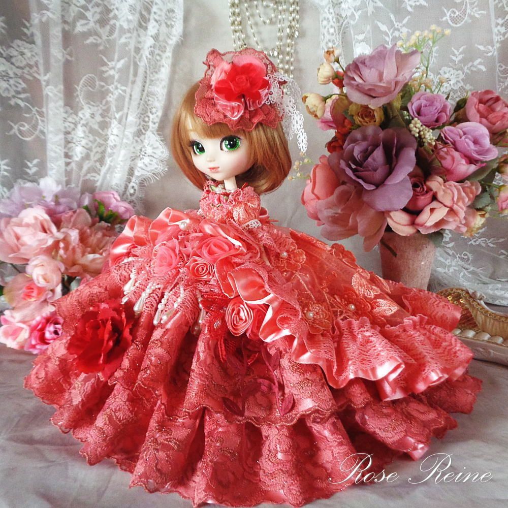 ベルサイユの薔薇 フェアリーコーラルの豪華オーバーフリルドールドレス ベルサイユの薔薇 花の妖精 フェアリーコーラルのオーバーフリルドール