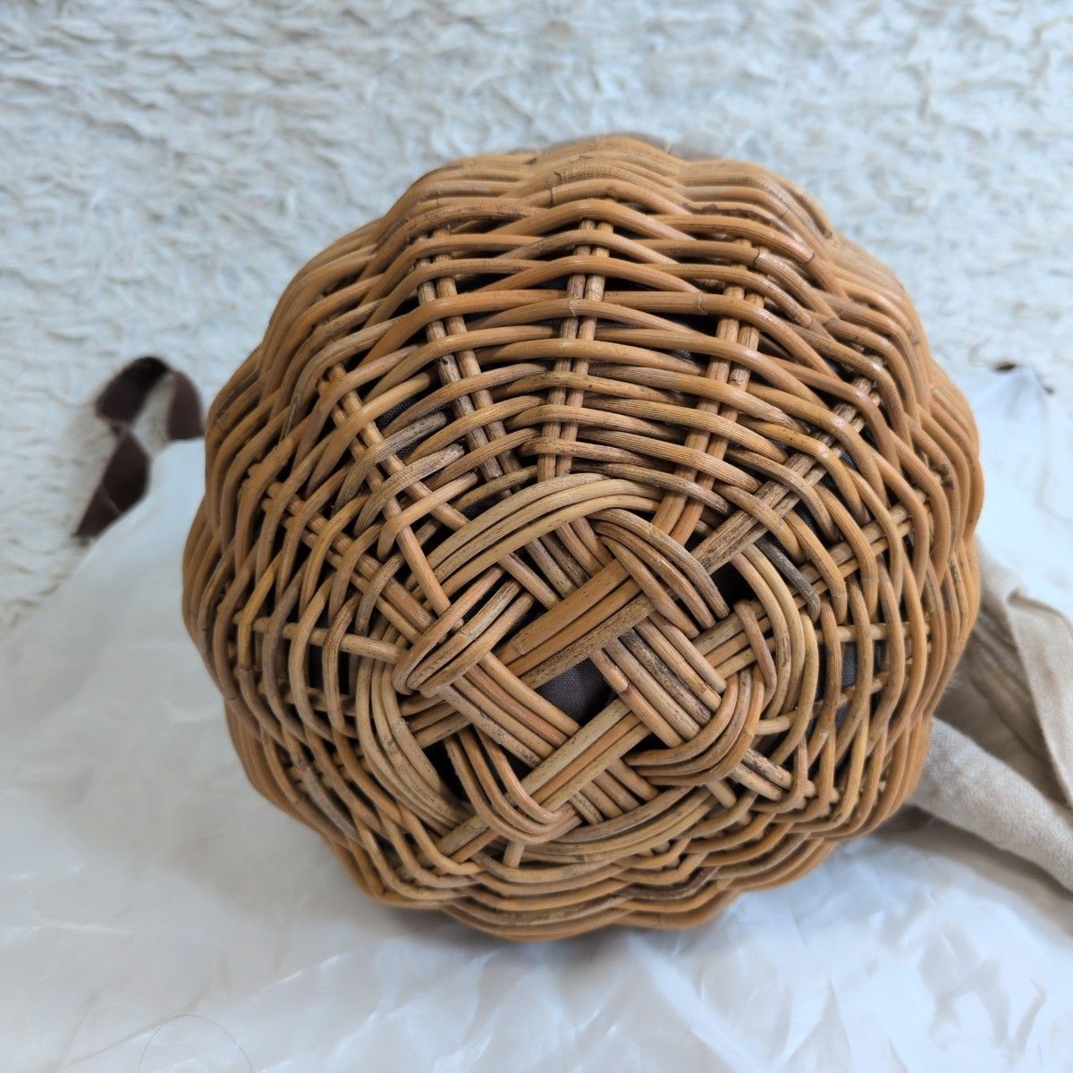 美品✨️ エバゴス ebagos ラビットファー付き 刺繍カゴバッグ 籠 