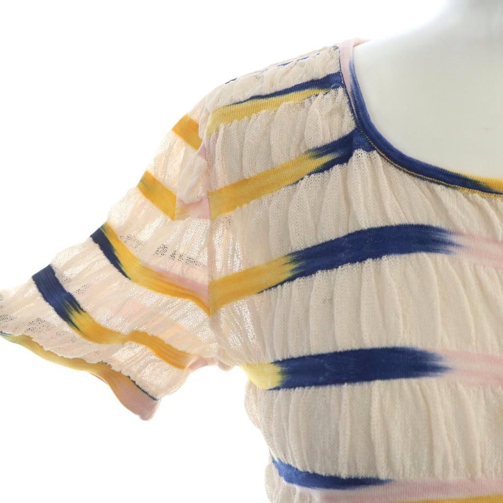 ミッソーニ カットソー シースルー 半袖 ロゴ ボーダー 42 M マルチカラー ミッソーニ MISSONI カットソー シースルー 半袖 ロゴ ボーダー 42 M