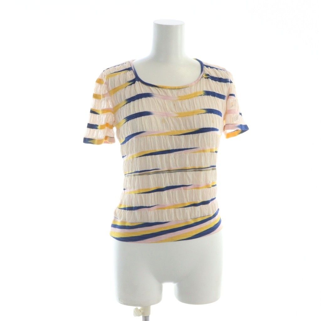 ミッソーニ カットソー シースルー 半袖 ロゴ ボーダー 42 M マルチカラー ミッソーニ MISSONI カットソー シースルー 半袖 ロゴ ボーダー 42 M