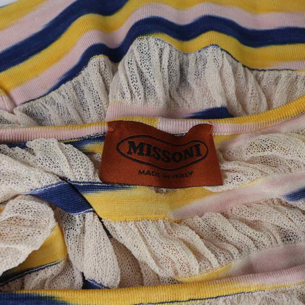 ミッソーニ カットソー シースルー 半袖 ロゴ ボーダー 42 M マルチカラー ミッソーニ MISSONI カットソー シースルー 半袖 ロゴ ボーダー 42 M