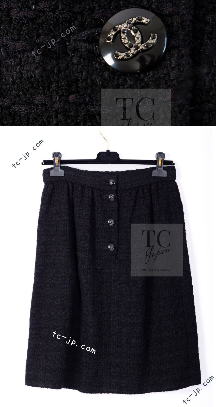 シャネル ジャケット スーツ CHANEL ブラック 黒 リボン ココボタン 春