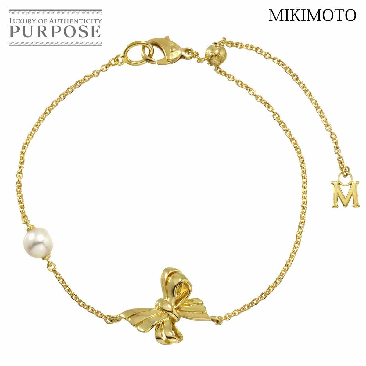 ミキモト MIKIMOTO アコヤ真珠 5.2mm ブレスレット 18cm K18 YG 