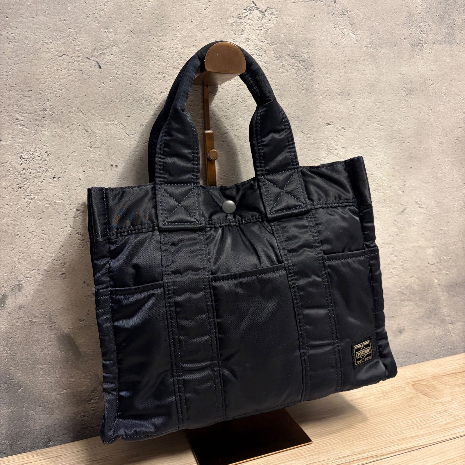 HEAD PORTER ヘッドポーター アイアンブルー スクエア トートバッグ