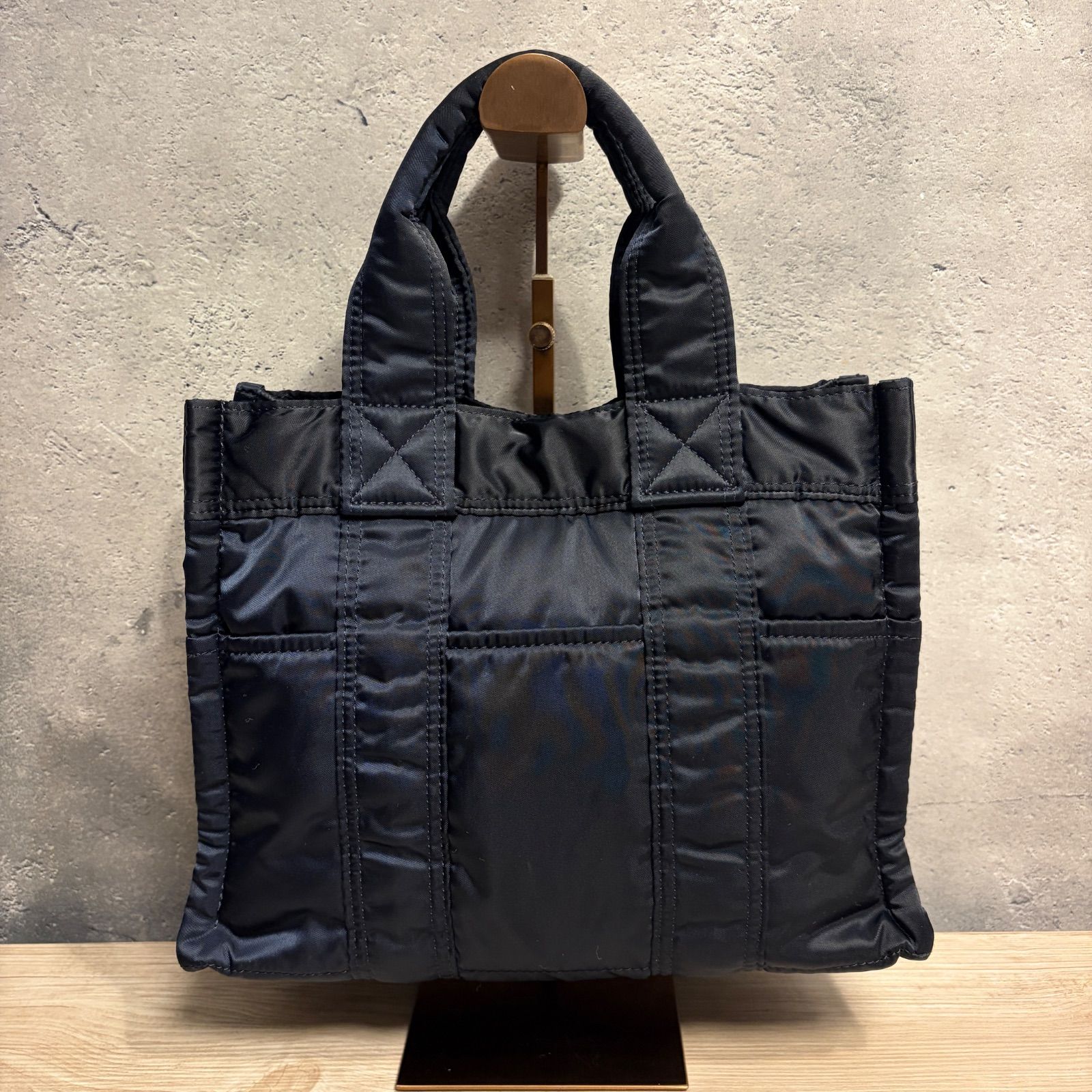 HEAD PORTER ヘッドポーター アイアンブルー スクエア トートバッグ