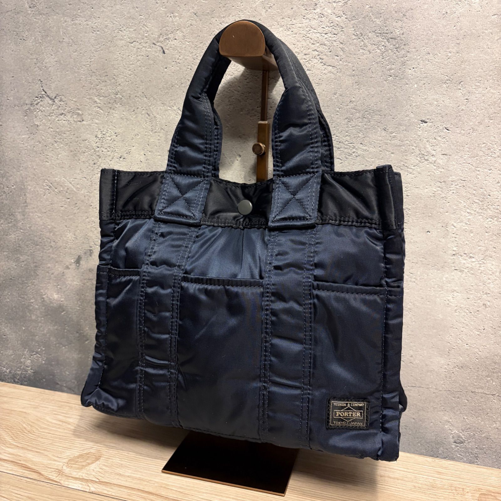 ✨ヘッドポーター タンカー トートバッグS アイアンブルー 藤原ヒロシ HEAD PORTER ヘッドポーター アイアンブルー スクエア トートバッグ