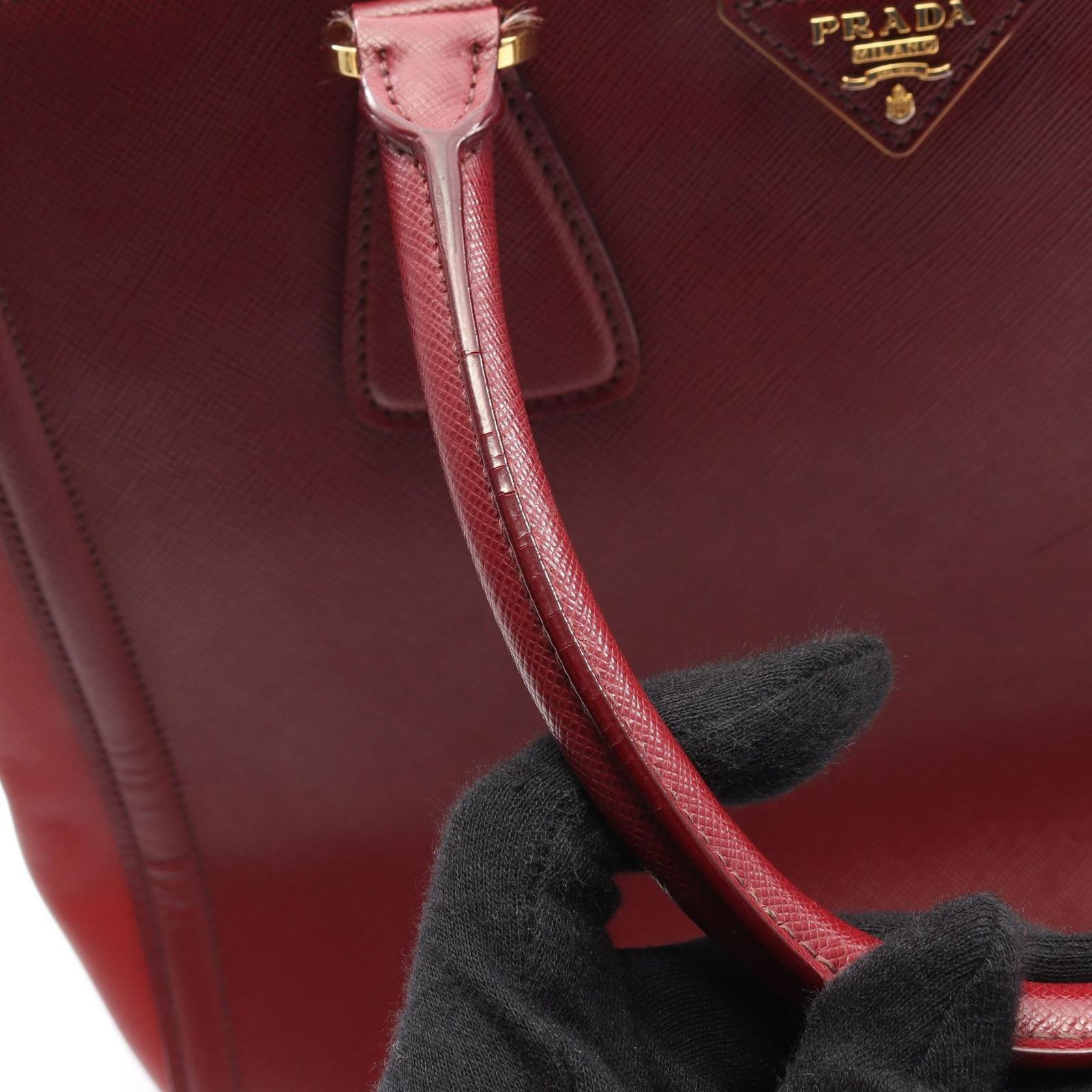 プラダ PRADA ハンドバッグ トライアングルロゴ レッド サフィアーノ 
