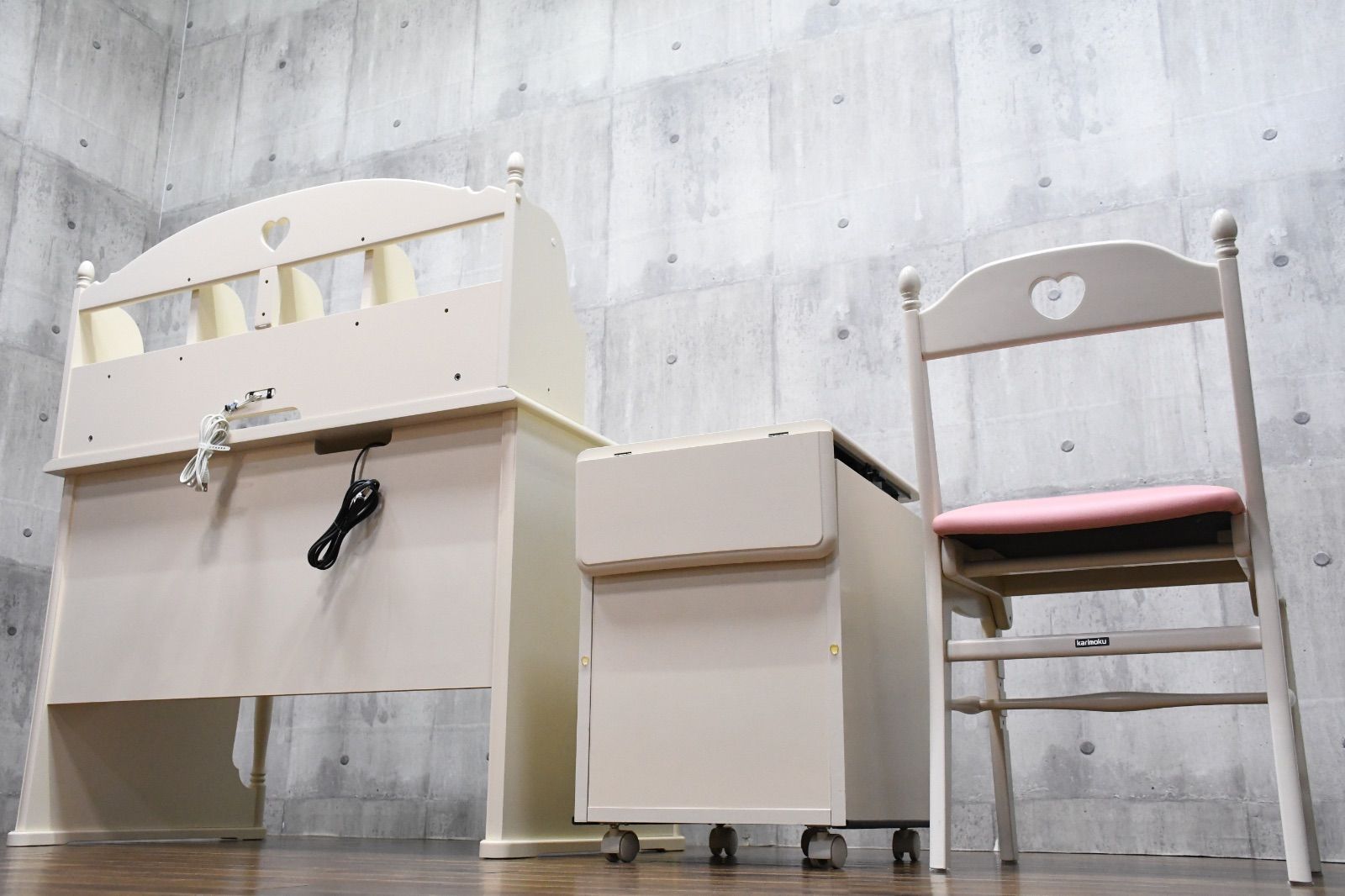 karimoku カリモク 学習机セット 机 椅子 デスクワゴン ブックスタンド FAC54 カリモク karimoku カントリーシリーズ 学習机 デスクワゴン