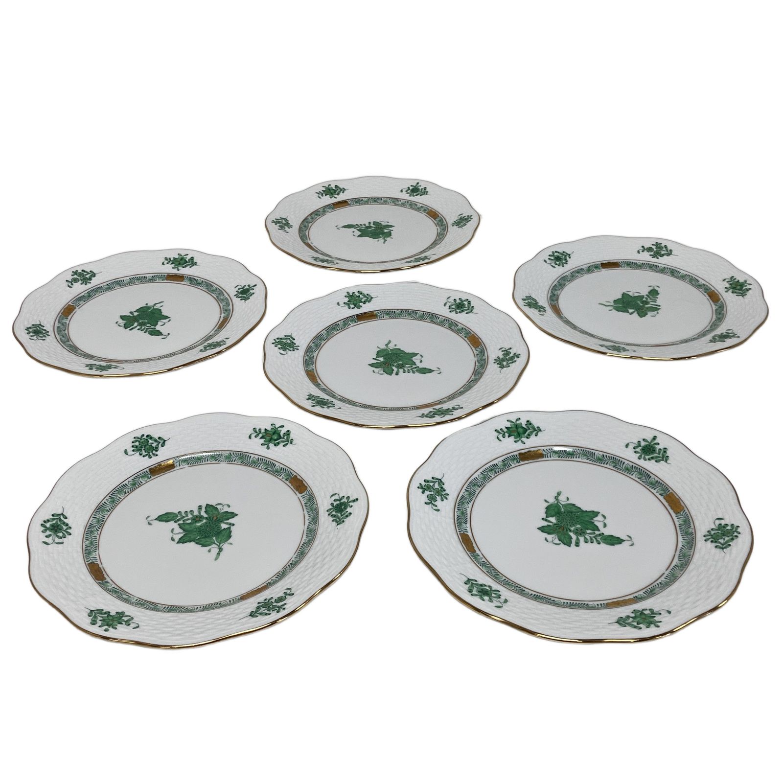 HEREND ヘレンド アポニー グリーン プレート 6枚 食器 中古 F10899566